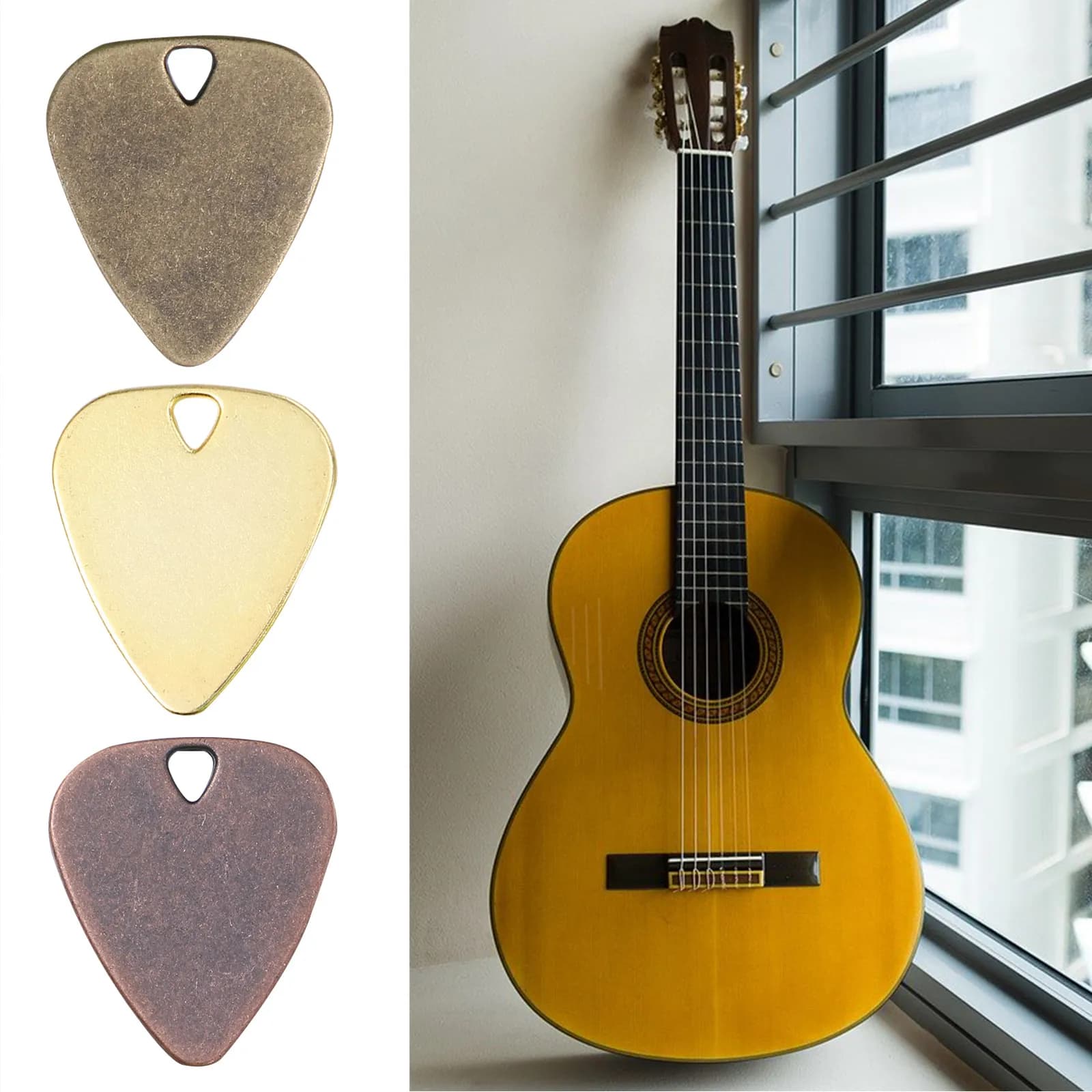 20 Pezzi Plettri Premium in Metallo per Chitarra Elettrica, Impugnatura Comoda per il Pollice, Risposta Fluida delle Corde, Portatile come Collana