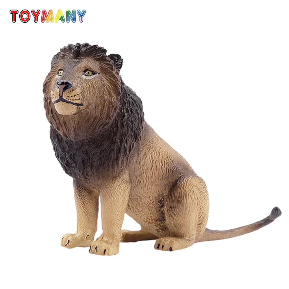 Toymany Simulazione Seduta Leone Fauna Selvatica Modello Animale Giocattolo Mini Figure Bambole Action Figurine Giocattoli per Bambini Regalo Torta Decor