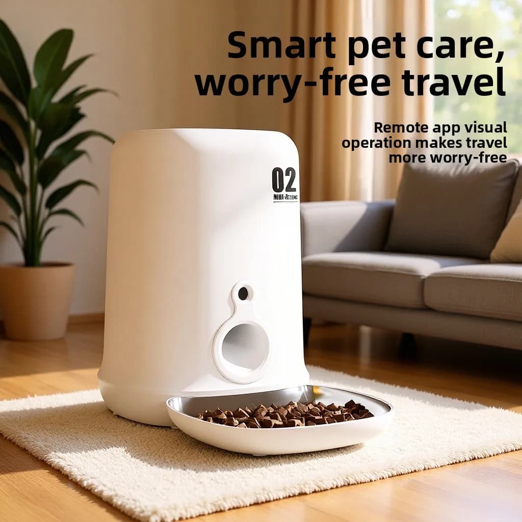Distributore Automatico di Cibo per Animali Domestici con Telecamera e Video, Ciotola Intelligente per Cani e Gatti