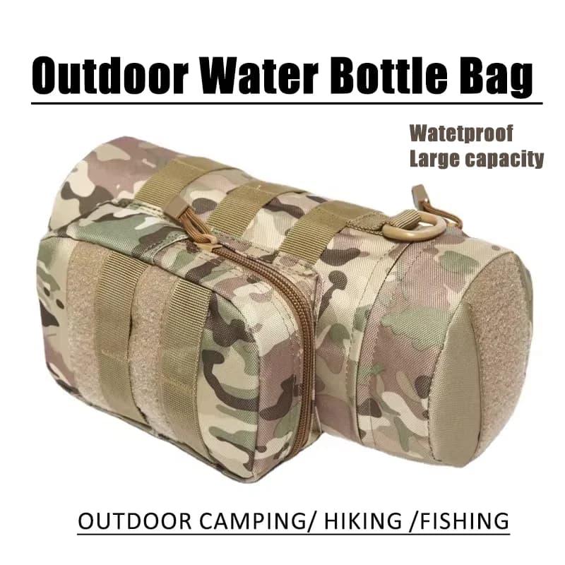 Borsa tattica per bottiglia d'acqua Molle Custodia impermeabile adatta per campeggio all'aperto Escursionismo Ciclismo Borsa porta bollitore da pesca