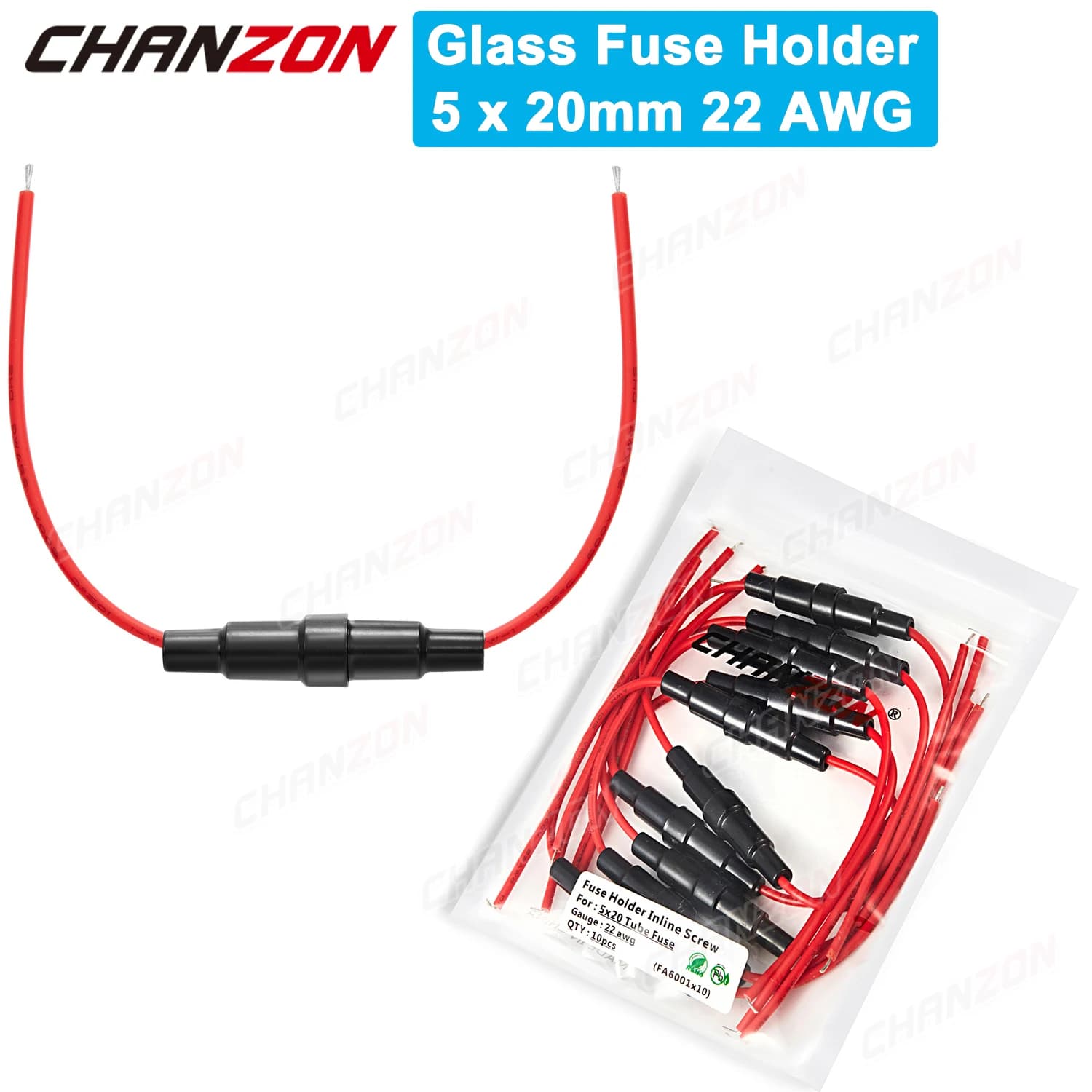 10 pz 5x20 In Linea di Vetro Auto Scatole Dei Fusibili Supporto Tipi di Vite Tubo Caso di Soffio Tenere Supporto 250 V 125 V 12 V 5x20mm 22 AWG Linea di Filo