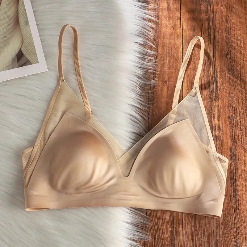 Sexy Seamless Invisible Foundation Bra Thin Strap Rabbit Ear Cup Minimizer Anti-Sagging Side Support Daily Wear Plus Size 34-40