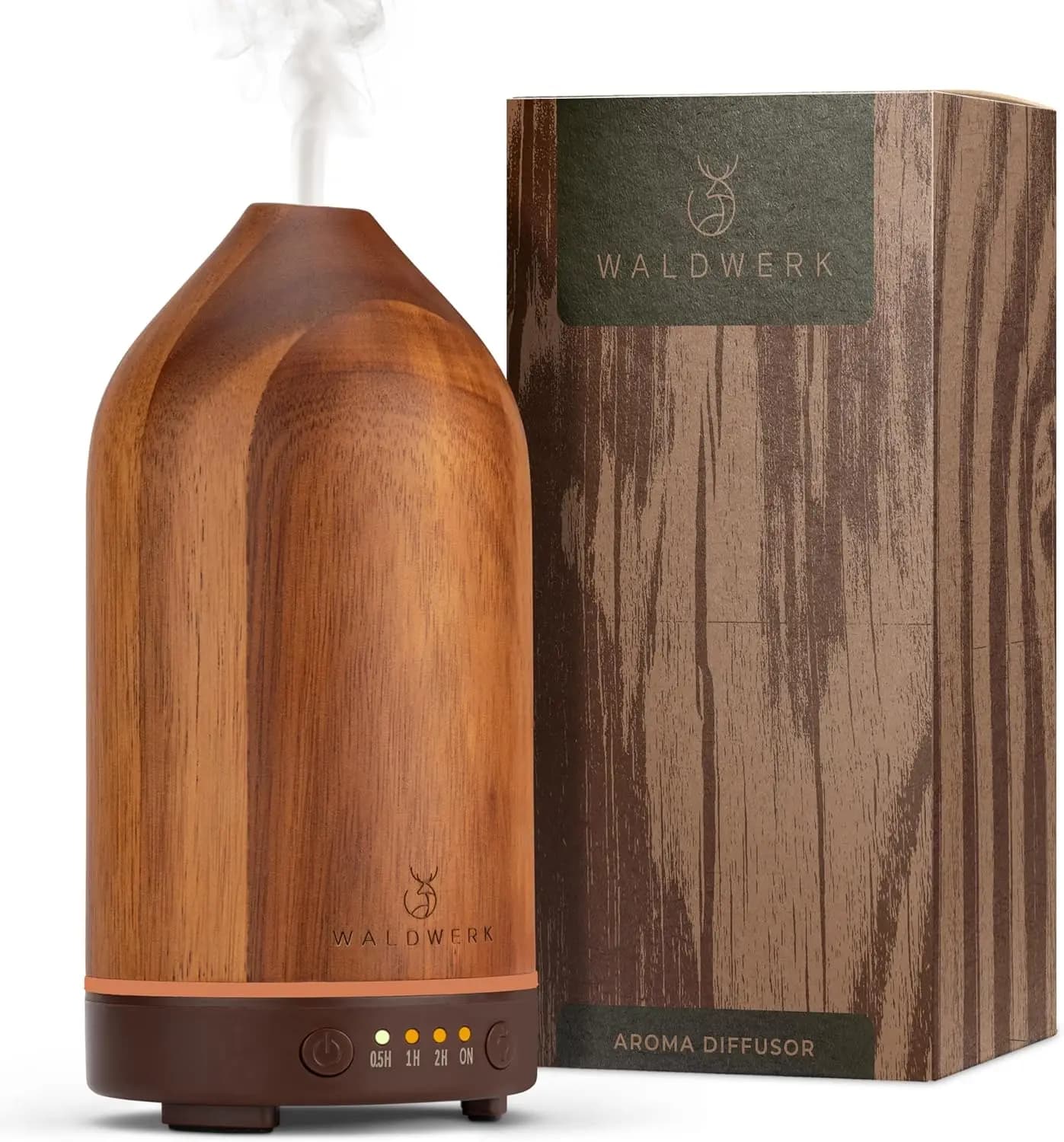 Diffusore di Oli Essenziali in Legno di Acacia Premium 100ml con Timer, Spegnimento Automatico, Ultra-Silenzioso per Aromaterapia Domestica