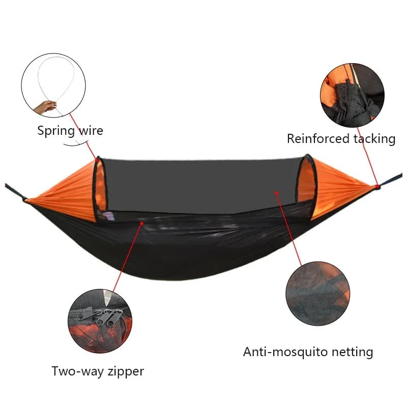 210T Nylon Anti-Zanzara Paracadute Amaca di Stoffa di Campeggio Esterna Con Zanzariera Amaca Altalena Tenda Sacco A Pelo Amaca