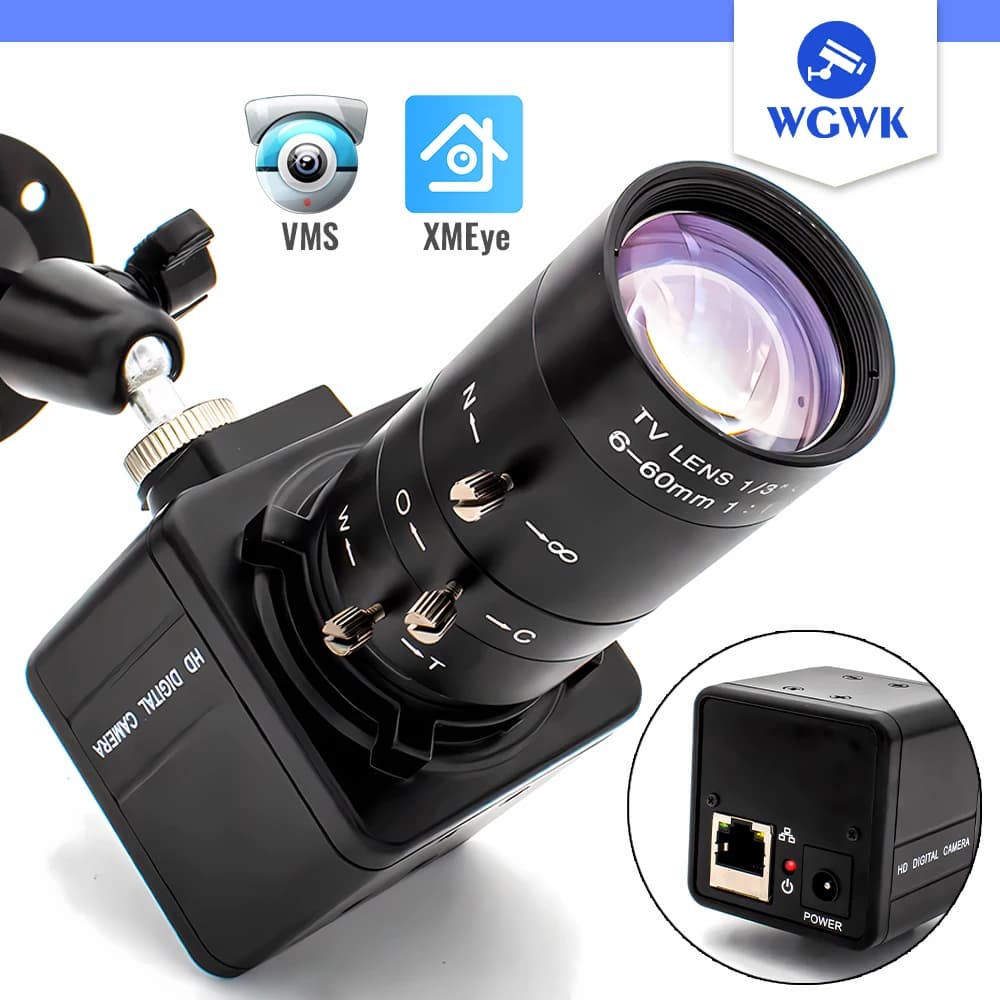 WGWK MINI IP Camera 3/4/5/8MP Zoom Manual Varifocal CS Goal Metal Box Industrial Inspection Security Webcam Video Surveillance