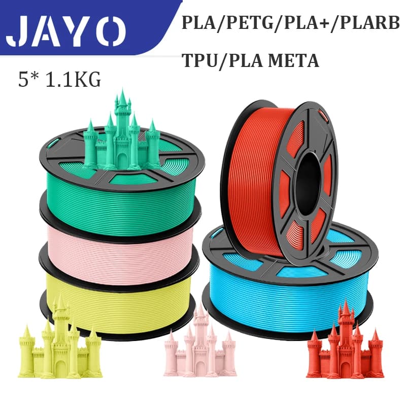JAYO PLA/ABS/PETG/TPU/PLA PLUS/PLAMeta/ 3D Filament 1.75mm 5 Rolls 2.5KG/5.5KG100% No Bubble FDM 3D Printer Materials DIY Gift