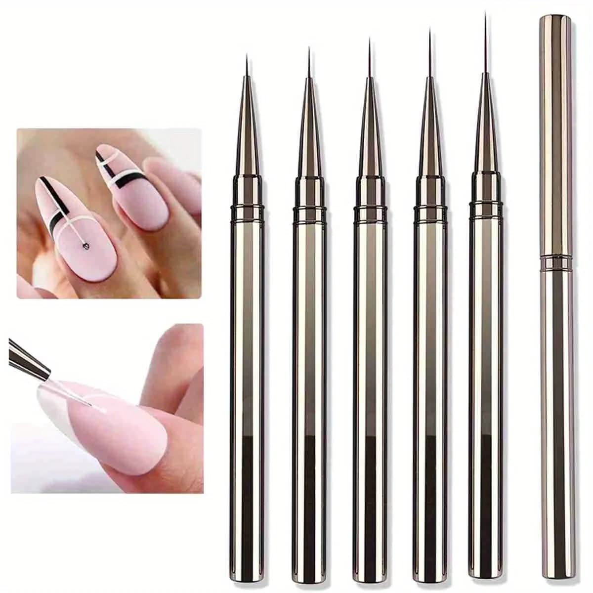 1/3/5PCS Nail Art Liner Brushes Hand Painted Brush Acrylic UV Gel Colours Paints Builder Drawing Pen DIY Design Accessories