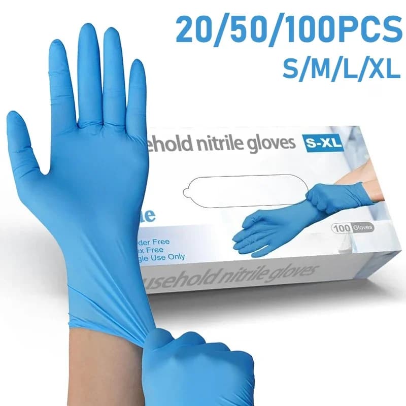 20/50/100PCS Guanti monouso in nitrile blu Guanti per pulizia adatti per la pulizia della cucina Parrucchiere Beaut Pulizia delle unghie