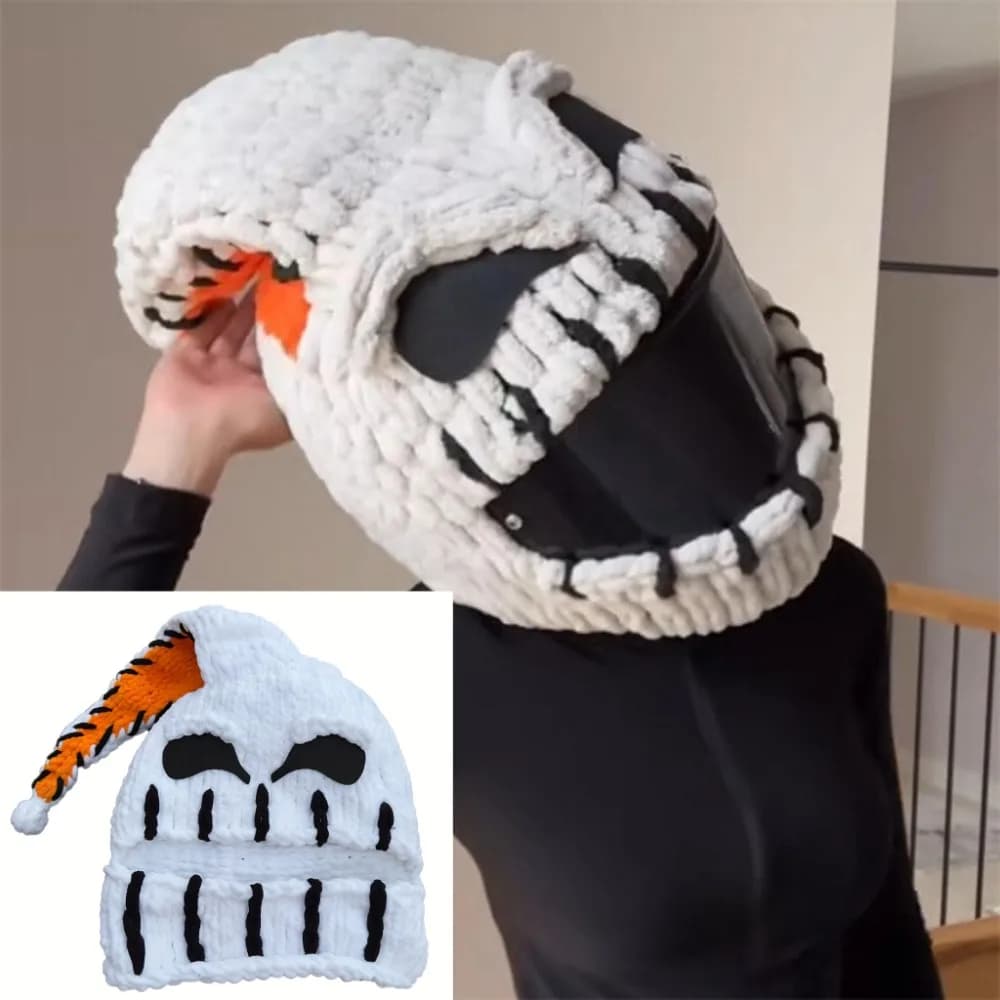 Copertura per casco di Halloween Natale Decorazione per casco da motociclista di Halloween Maschera per testa da diavolo Copertura integrale Maschera da sci per donna Uomo