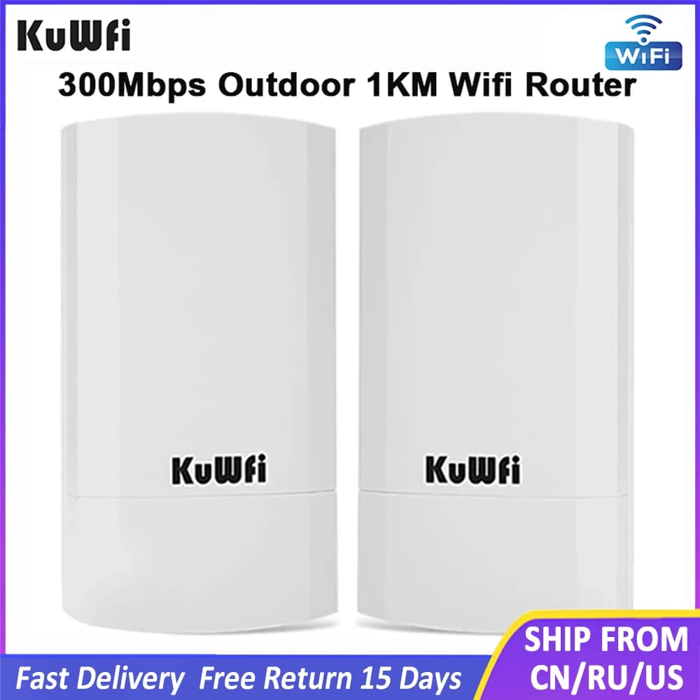 KuWfi Outdoor Wifi Bridge Router 1KM 300Mbps Router Wireless Kit Router CPE esterno e interno Wireless Bridge ripetitore Wifi