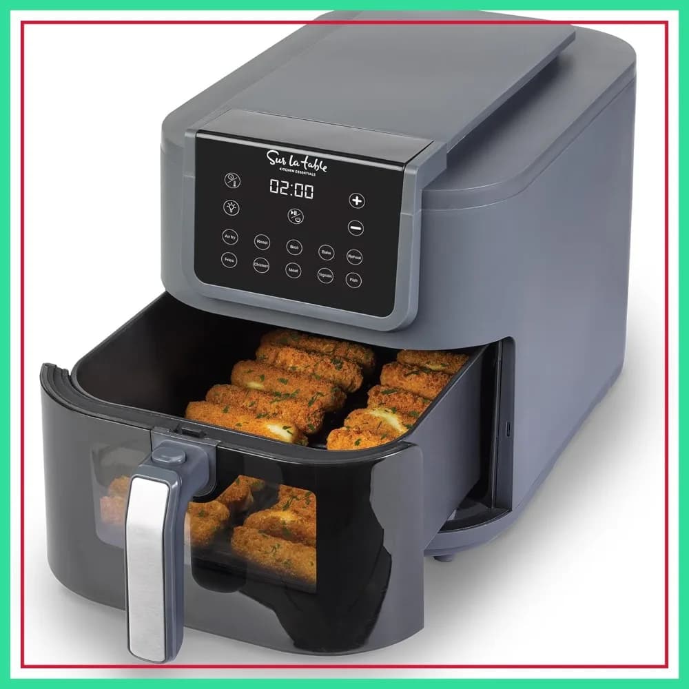 Friggitrice ad Aria Compatta 5-in-1 da 8 Litri con Finestra, Touchscreen Digitale, 10 Programmi Preimpostati, Funzioni: Friggere ad Aria, Cuocere, Grigliare, Riscaldare, 1500W