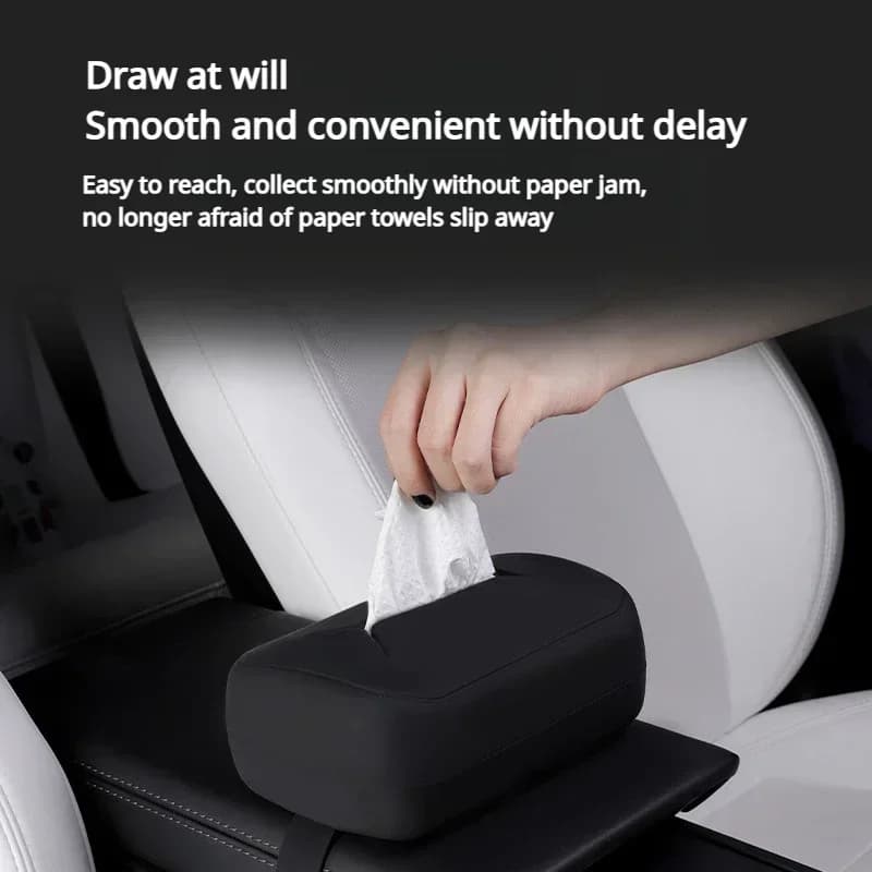 Scatola per fazzoletti per auto per Tesla Model 3/Y/S/X/3+ Model Y Launch 2025 Scatola per fazzoletti per bracciolo Ciondolo nascosto Schienale Sacchetto di carta Accessori