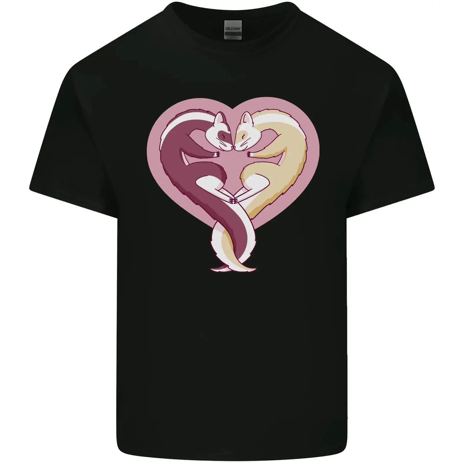 T-shirt Frettchenherz Kinder vintage, lavata, di design, per l'uso quotidiano, casual, versatile, traspirante, morbida, da uomo