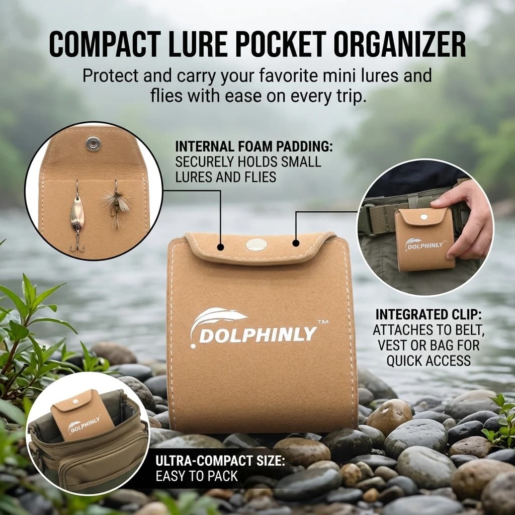Lure Storage Box PU Leather Organizer Case Waterproof Portable Fishing Tackle Bag for Freshwater Saltwater Anglers Durable