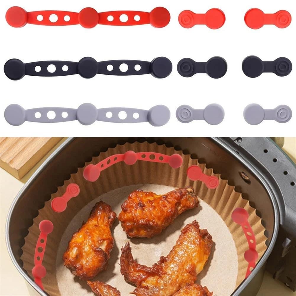 Magnete per friggitrice ad aria Fibbia in silicone per tenere al basso Friggitrice ad aria Blocco carta pergamena Fodera usa e getta Strumento fisso Resistente alle alte temperature