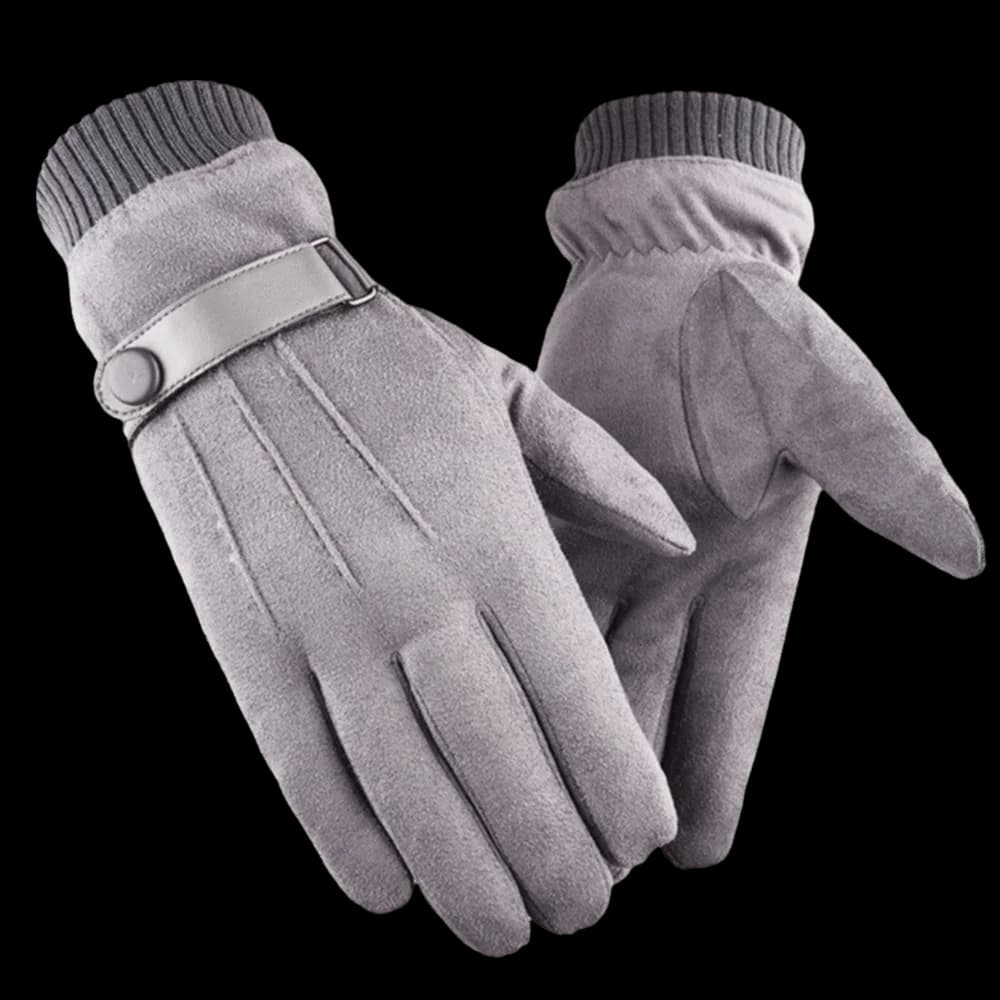 Soft Solid Color Suede Gloves Windproof Korean Style Winter Warm Gloves Full Finger Thicken Men Mittens Student
