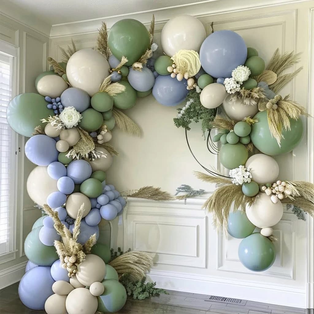 Set ghirlanda di palloncini verde blu da 103 pezzi, kit arco di palloncini in sabbia bianca in lattice verde avocado Kit di palloncini azzurri adatto per la caccia alla giungla Compleanno Sposa Doccia Festa Decorazione di nozze