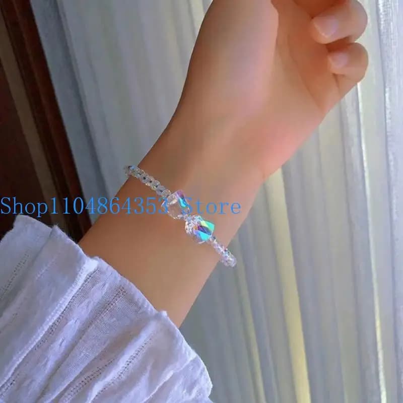 652F Bracciale in cristallo austriaco artificiale colorato alla con perline in pietra scintillante Braccialetti a catena