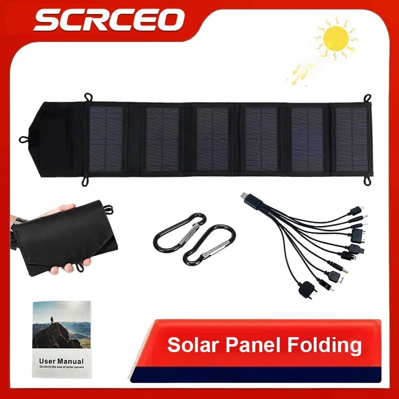Pannello solare portatile pieghevole da 15 W, uscita USB 5 V, caricatore solare monocristallino, power bank per telefono, campeggio all'aperto, escursionismo, emergenza