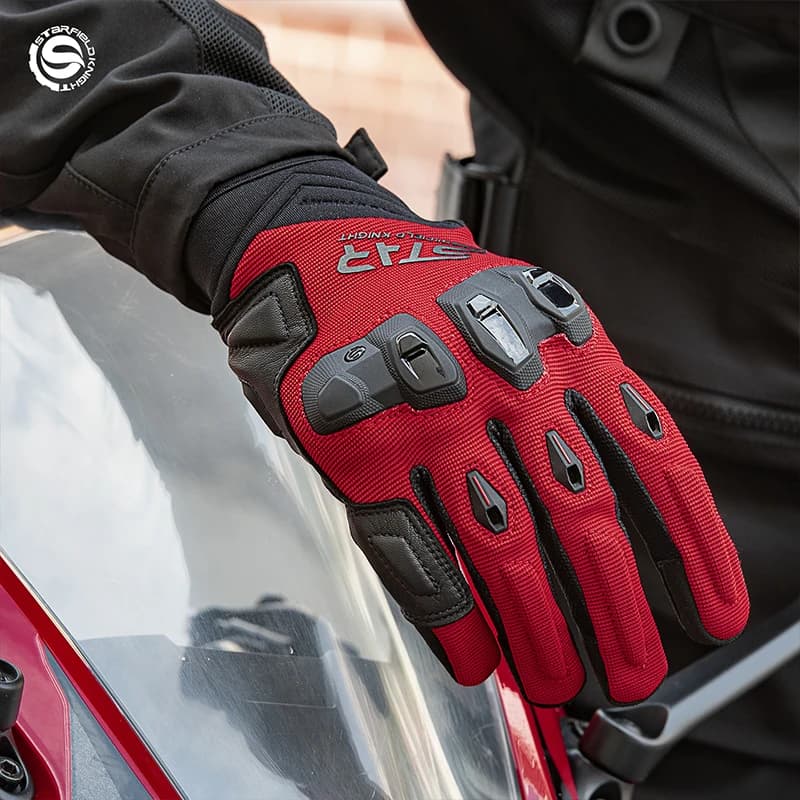 Guanti da Moto Star Field Knight 2026 Nuovi Estivi Traspiranti in Pelle di Capra Antiscivolo con Touch Screen