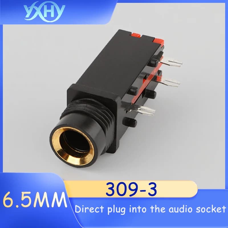 Microfono da 6,35 mm, cuffie, amplificatore, presa per microfono, supporto audio, spina diritta mono a tre pin 309-3, mo giallo e bianco