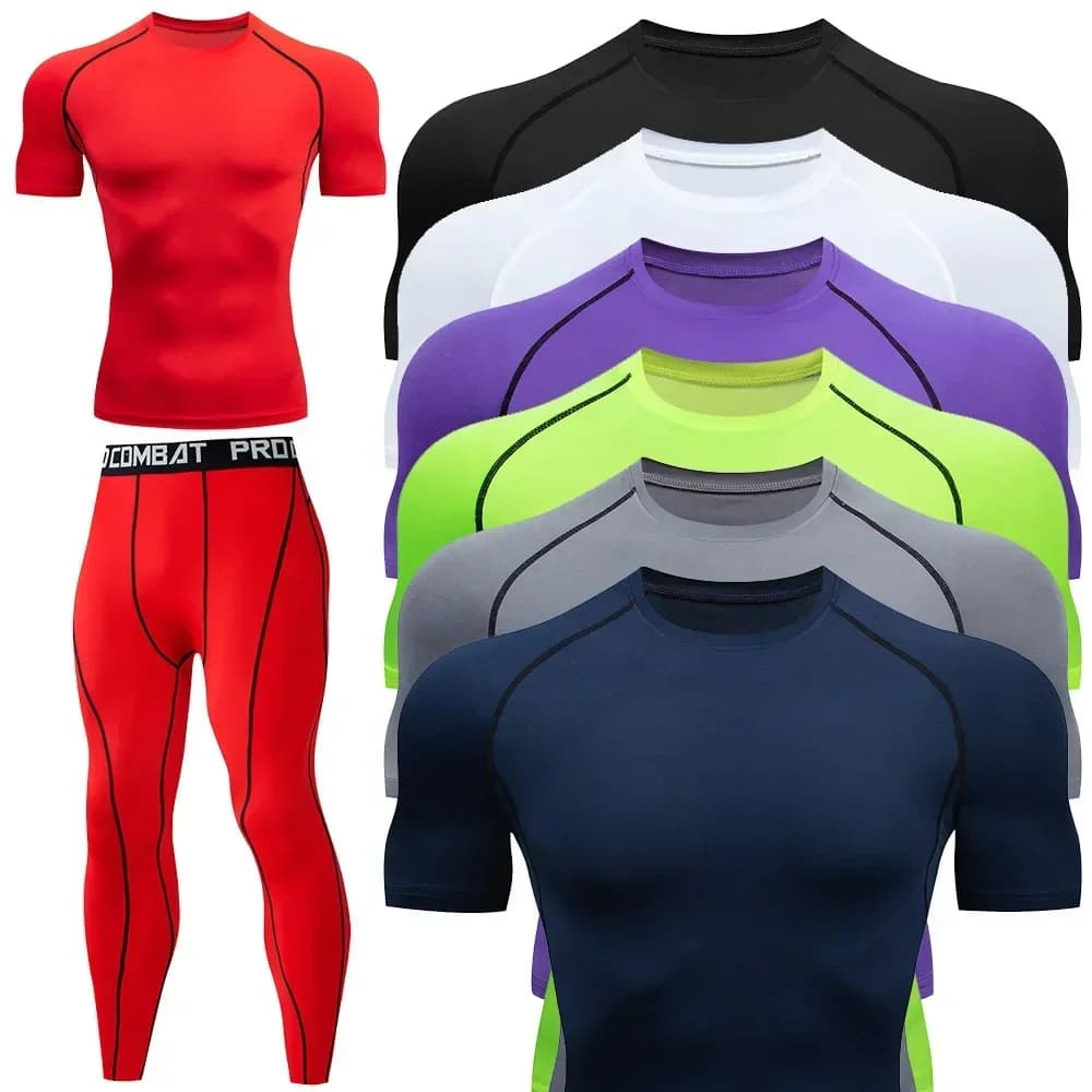 Running sports suit for men gym from Jogging Thermo underwear compression skin Fitness MMA rashguard men's fast drying shoe