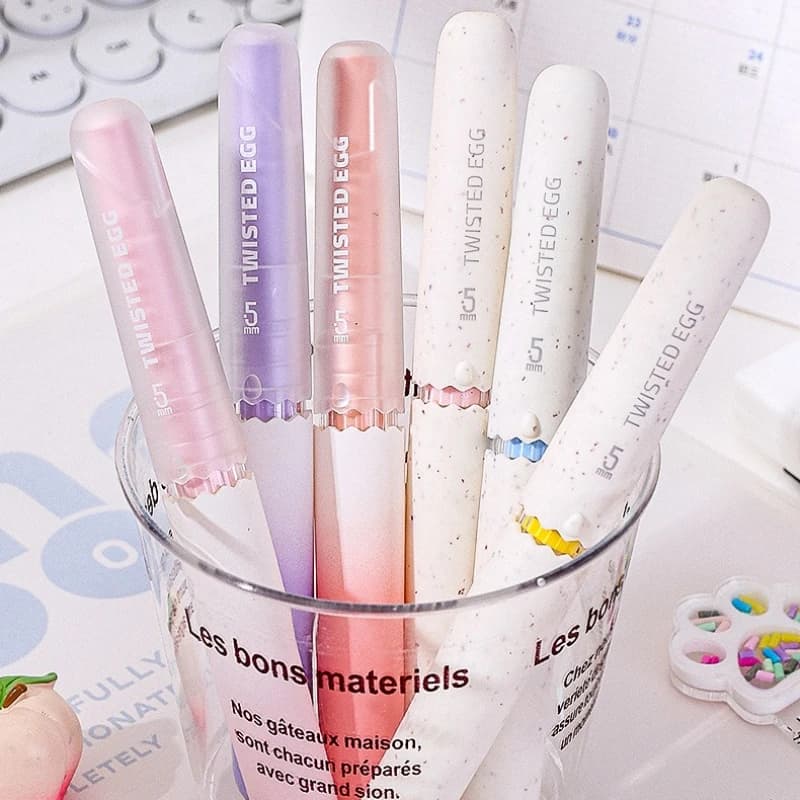 Penna a Forma di Uovo Kawai, Stile Macaron, Carina e Compatta, Asciugatura Rapida, Punta Rotante, Portatile, per Inscrizioni e Firme, Nera, Adorabile