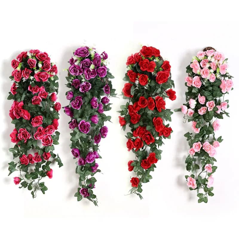 Fiori artificiali appesi fiori finti di vite rosa piante appese fiori finti per la decorazione esterna dell'interno del giardino di nozze della camera da letto della parete