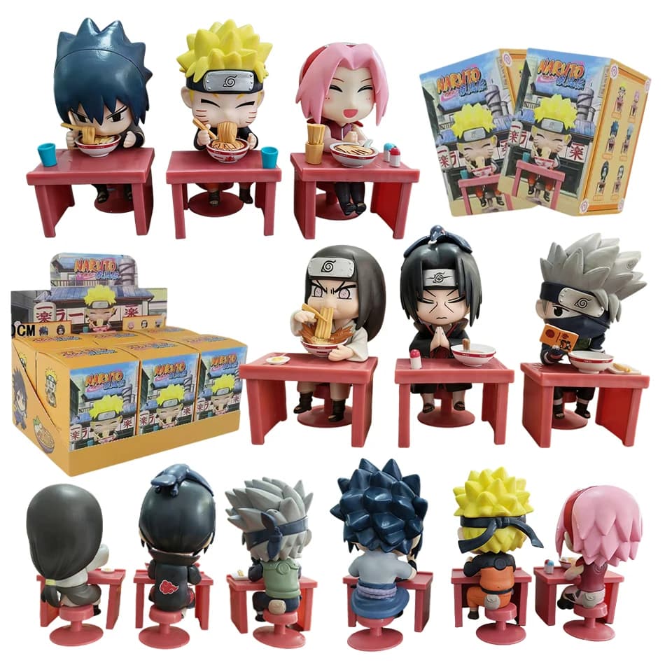 Naruto Shippuden Serie a Tema Ramen - Blind Box - Mini Figure Anime in PVC Chibi - Regali Misteriosi con Personaggi di Sasuke Uchiha e Naruto