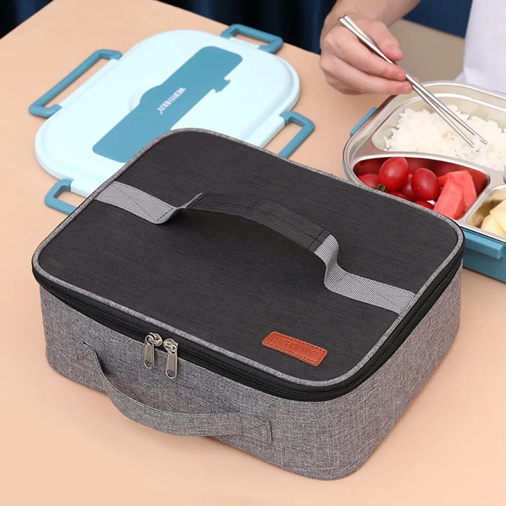 Borsa termica portatile per il pranzo, borsa frigo, borsa da picnic, contenitore termico in tela per alimenti, per uomini, donne, bambini, per viaggi.