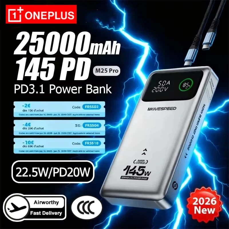 Lenovo M25Pro 145W Power Bank 25000mAh Type C Super Fast Charging Portable External Battery PowerBank For iPhone MacBook Laptop