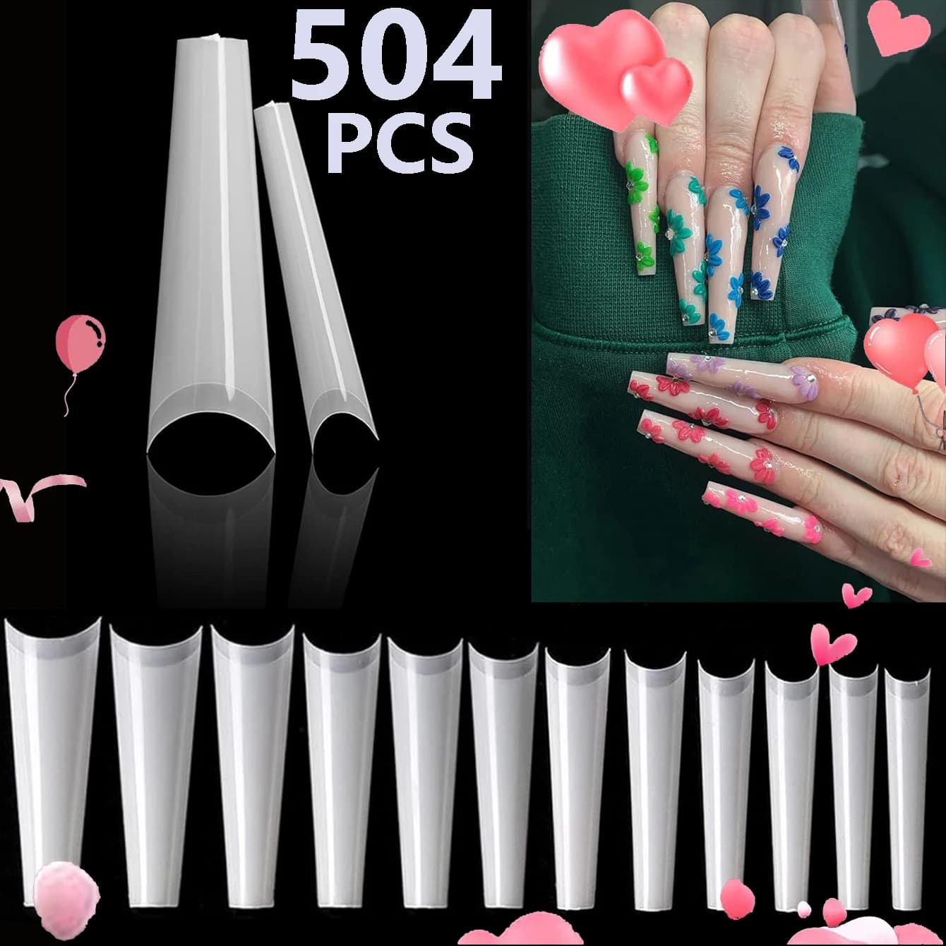 504 pezzi punte per unghie finte francese naturale trasparente bara punte per unghie finte gel UV acrilico smalto per unghie manicure