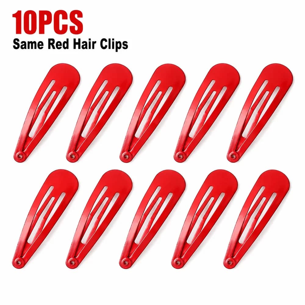 10PCS Same Red Water Drop Bangs Hair Clips Snap Hairpins Side Hair Styling Accessories for Women Girls