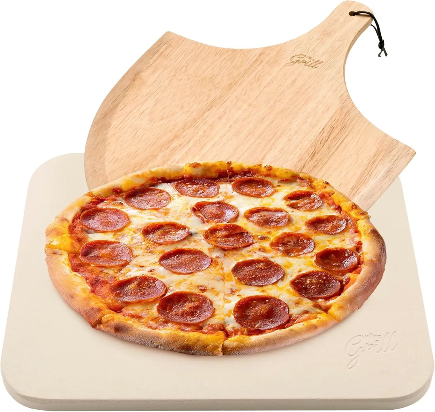 Pietra per Pizza Rettangolare per Cottura in Forno e Grigliate BBQ con Paletta in Legno Gratuita, Extra Large 15x12 Pollici in Cordierite Resistente