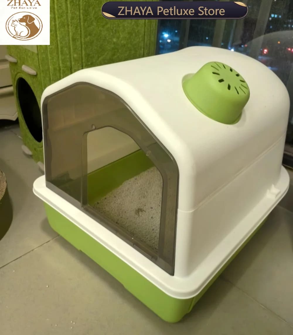ZHAYA Extra Large Enclosed Cat Litter Box High Sided Anti Splash Covered Cat Toilet with Odor Control Jumbo Sandbox for Big
