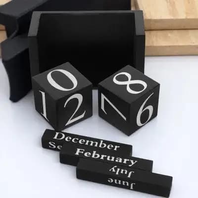 Calendario da Tavolo in Legno Premium, Design a Blocchi Perpetuo, Elegante Calendario per Ufficio, Casa, Scuola, Uso Desktop
