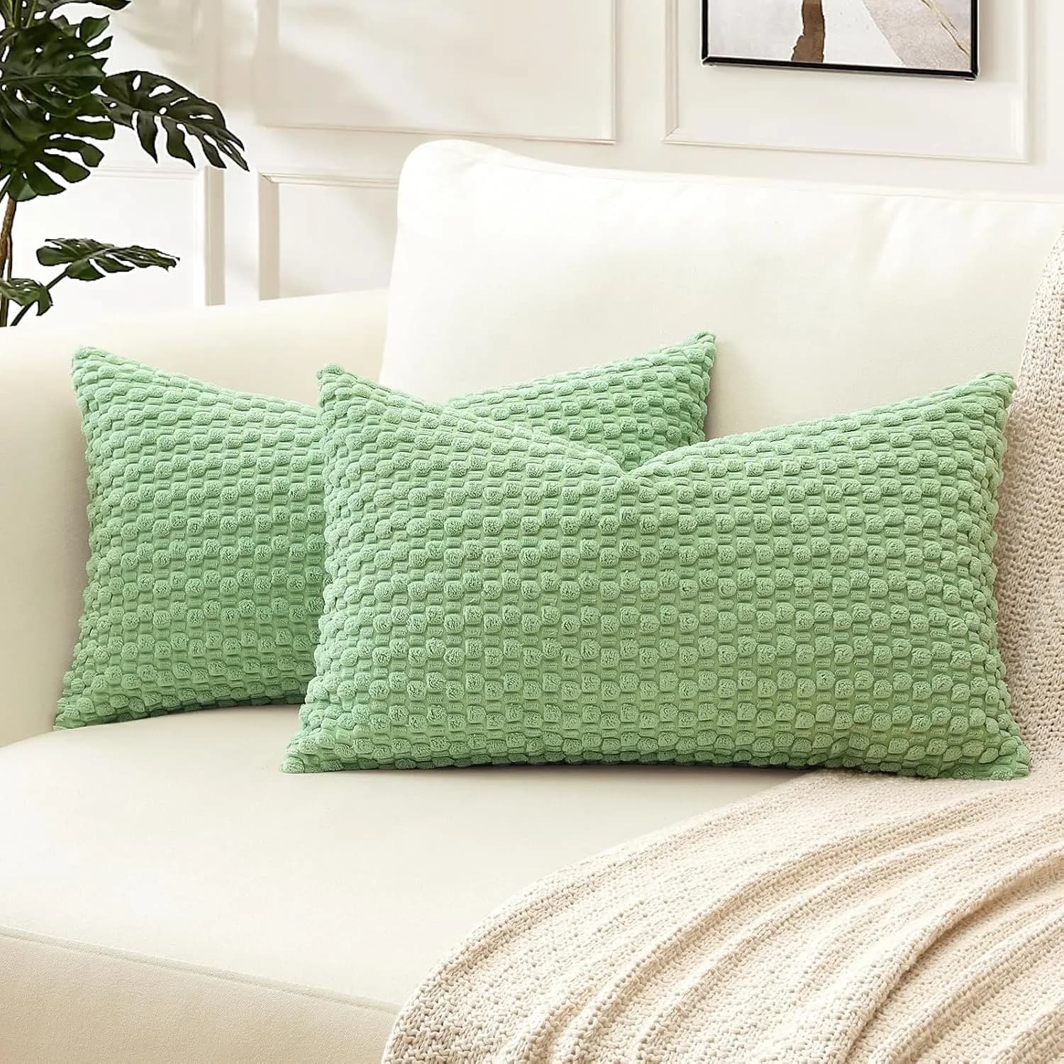 Fodera per cuscino da tiro per decorazioni per la casa verde primaverile 30x50 cm Fodera per cuscino lombare Federa in velluto a coste Camera da letto nordica dell'hotel