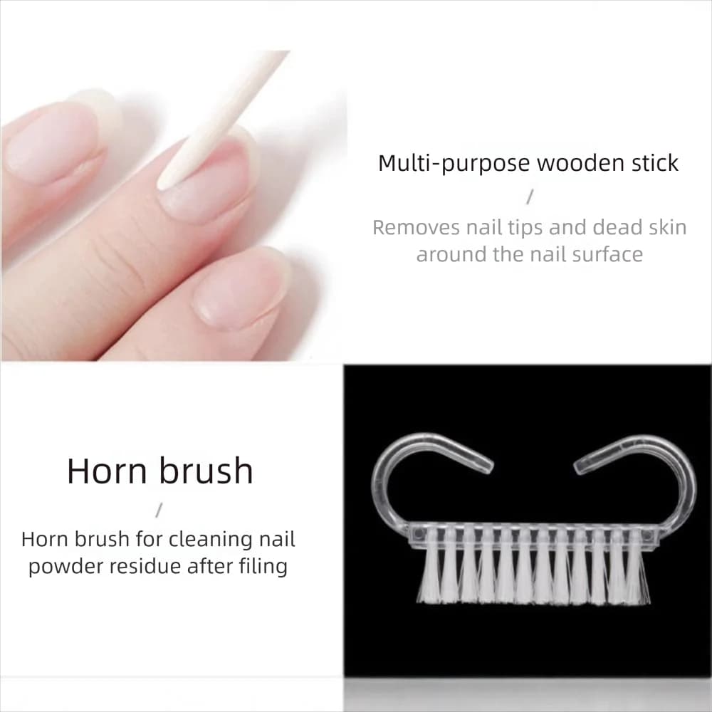 Nuovo set da cinque pezzi Strumenti per la cura delle unghie Strisce per sfregamento Mini blocchi di tofu Kit per unghie Bastoni di legno Spazzole in corno di mucca Kit di attrezzi per unghie