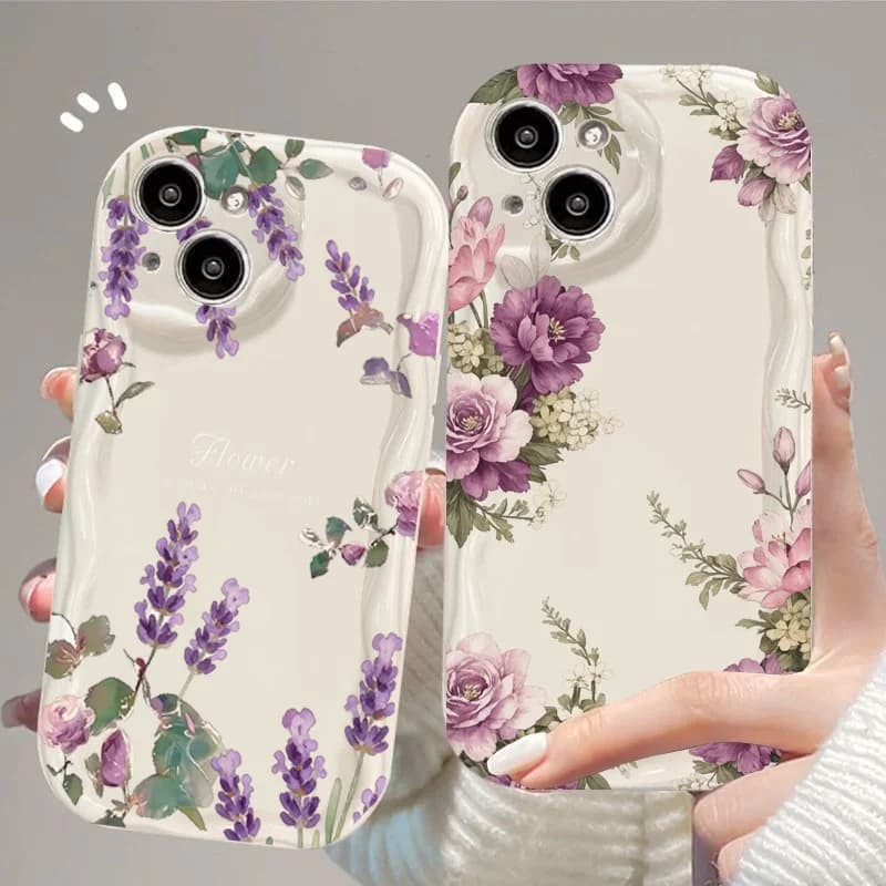 Vintage Floral Pattern Phone Case For IPhone 12 11 Pro Max Plus 15 16 X XS MAX XR 7 8 6 6S Plus Road Pink Tulip Cover