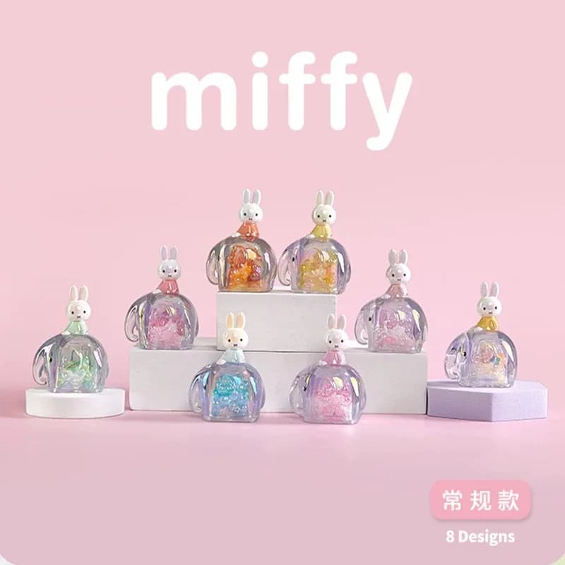 Miffy Elefante Bottiglia di Profumo Sabbia Liquida Blind Box Kawaii Carino Coniglio Miffy Ornamento in Acrilico Modellino da Collezione Giocattolo Regalo per Bambini