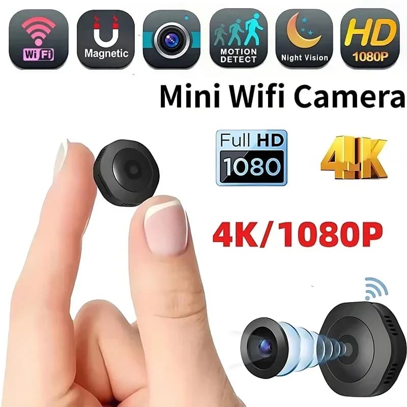 Nuova Mini Telecamera Wireless 4K HD Portatile con Visione Notturna, Videocamera WiFi con Monitoraggio Remoto, Registratore Video e Vocale, Telecamera di Sicurezza