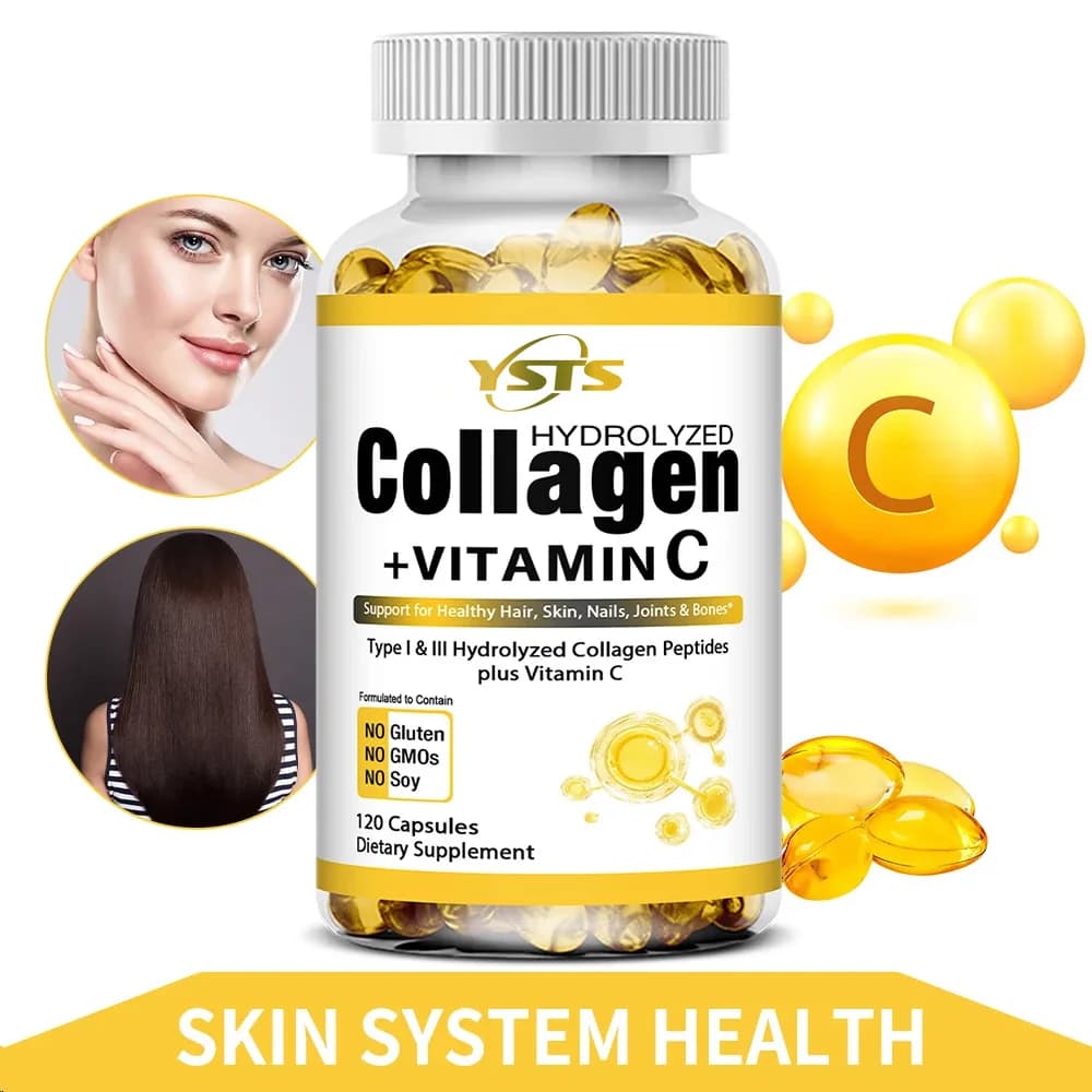 Hydrolyzed collagen supplement, antioxidant, supports anti-aging and joint health, keeps skin and smooth hair, strong nails.