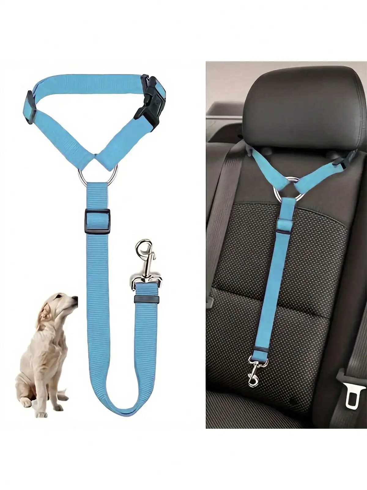 Cintura di sicurezza per animali domestici, Cintura di sicurezza per cani da auto, Cintura per animali domestici, Cintura di sicurezza per cani e gatti, Cintura di contenimento per poggiatesta anteriore, Guinzaglio per cani, Corda di trazione, Tessuto in nylon regolabile, Cintura di contenimento per animali domestici per veicoli