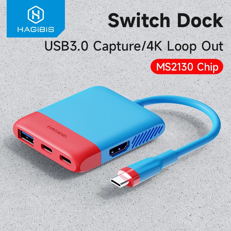 Hagibis Switch Portable Video Capture Card for Nintendo Switch/OLED Live Streaming Gaming Laptop Docking Station MS2130