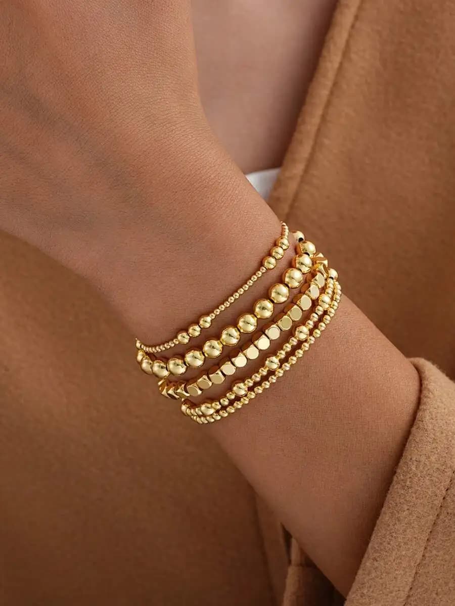 5pcs elastic beaded bracelet set for women perfect for layering and accessorizing