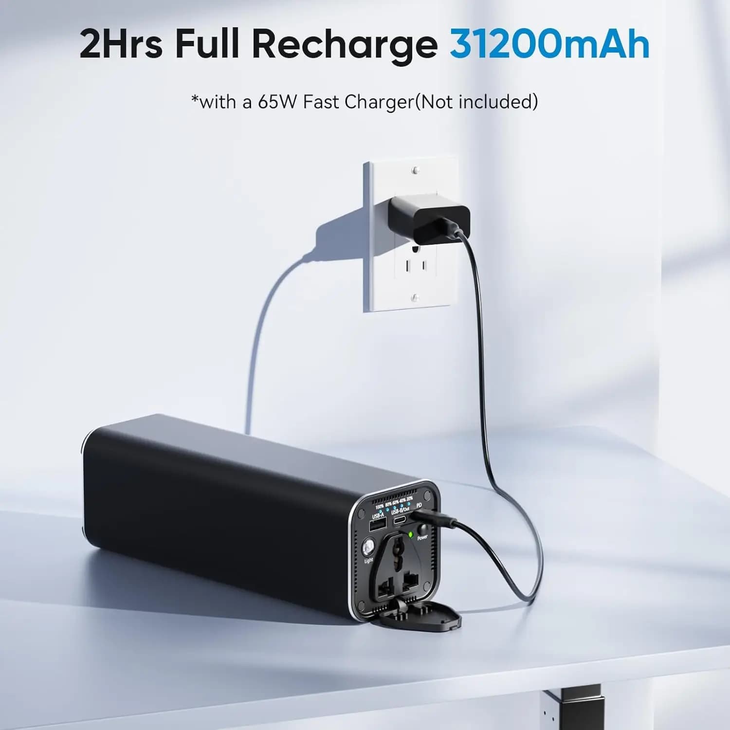 Power Bank portatile per laptop con presa CA N66, caricatore universale per laptop da viaggio da 31200 mAh 100 W e ricarica rapida