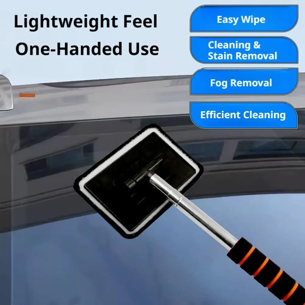 Telescopic Aluminum Alloy Windshield Cleaning Brush With Microfiber Sleeve Water Scraper Wiper For Auto Glass
