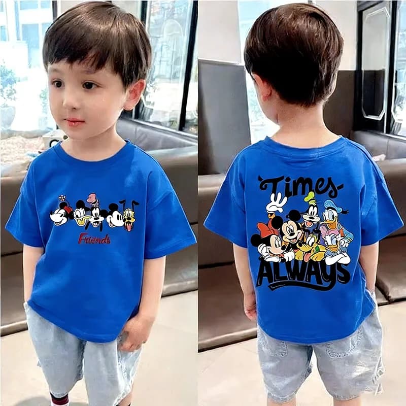 T-shirt in puro cotone per bambini a maniche corte Baby Mickey, camicia base estiva a mezza manica Disney per ragazzi e ragazze, top nuovo stile