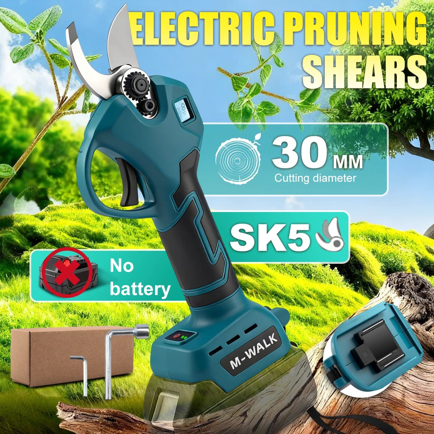 M-WALK 30mm Electric Pruning Shears Brushless Cordless Pruner Shear Garden Tree Branches Cutter For Makita 18V Battery pins