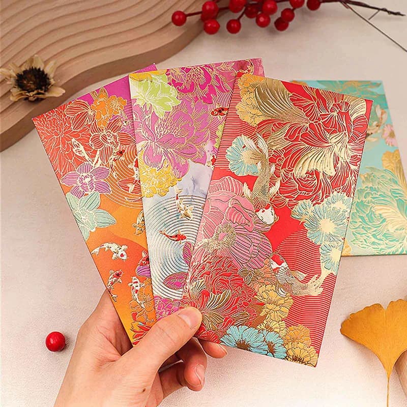 Universal 6pcs Red Envelope Creative Koi High-end Envelope Wallet Spring Festival Wedding Lucky Blessing Red Envelope